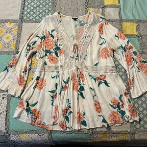 Beautiful Bell Sleeve Floral Blouse Top